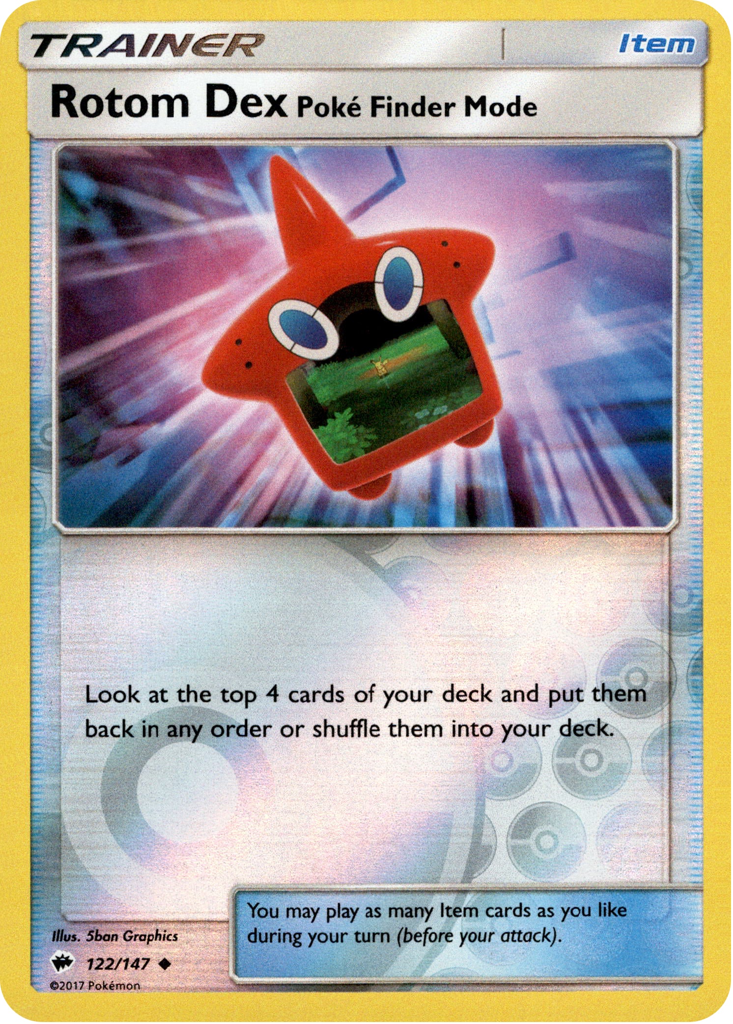Rotom Dex Poke Finder Mode- 122/147 - Burning Shadows - Reverse Holo - Card Cavern