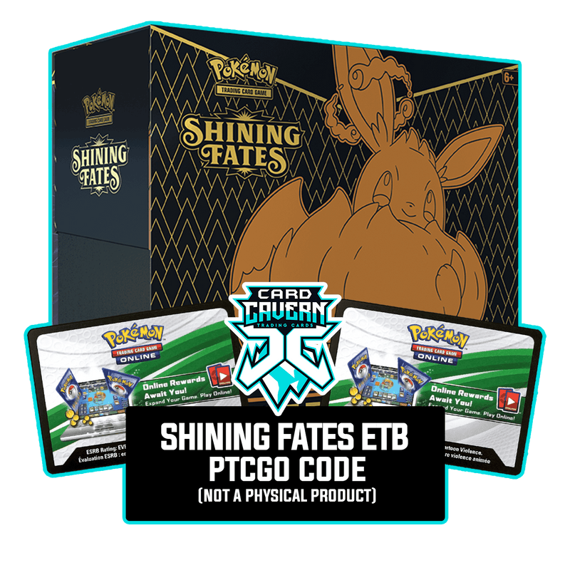 Shining Fates ETB - Eevee VMAX - Sleeves and Deck Box PTCGO Code - Card Cavern