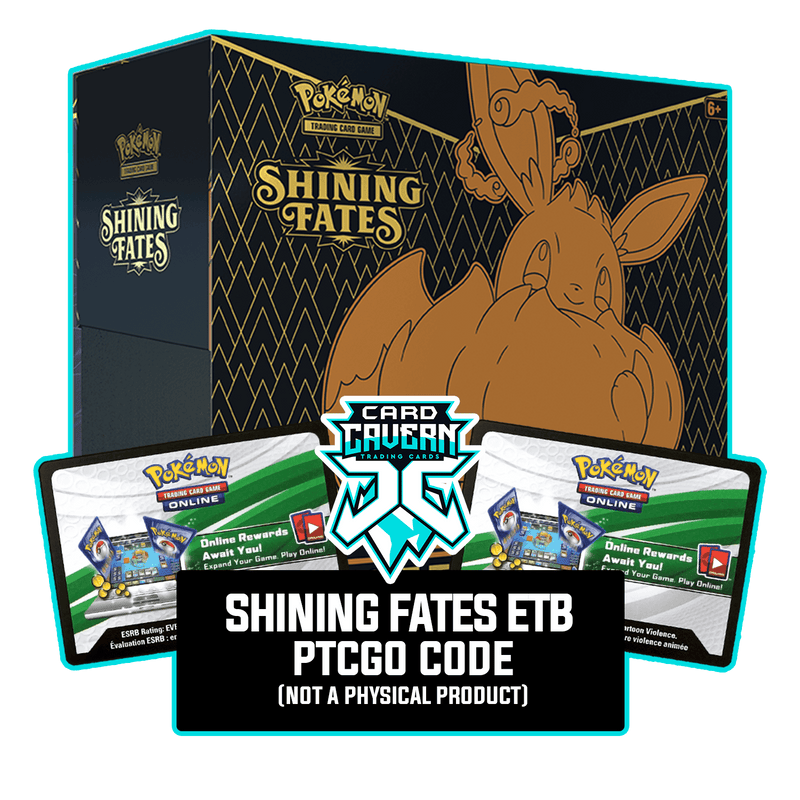 Shining Fates ETB - Eevee VMAX - Sleeves and Deck Box - PTCGL Code Card Cavern Trading Cards, LLC Shining Fates ETB - Eevee VMAX - Sleeves and Deck Box - PTCGL Code Card Cavern Trading Cards, LLC