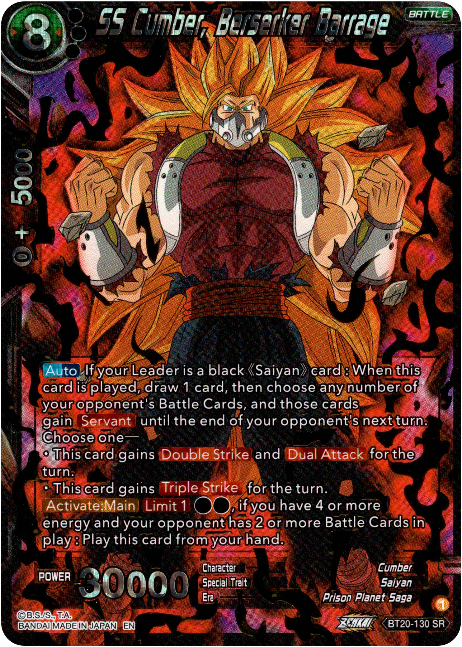 SS Cumber, Berserker Barrage - BT20-130 SR - Power Absorbed - Foil - Card Cavern