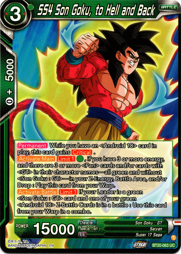 SS4 Son Goku, to Hell and Back - BT20-063 UC - Power Absorbed - Card Cavern