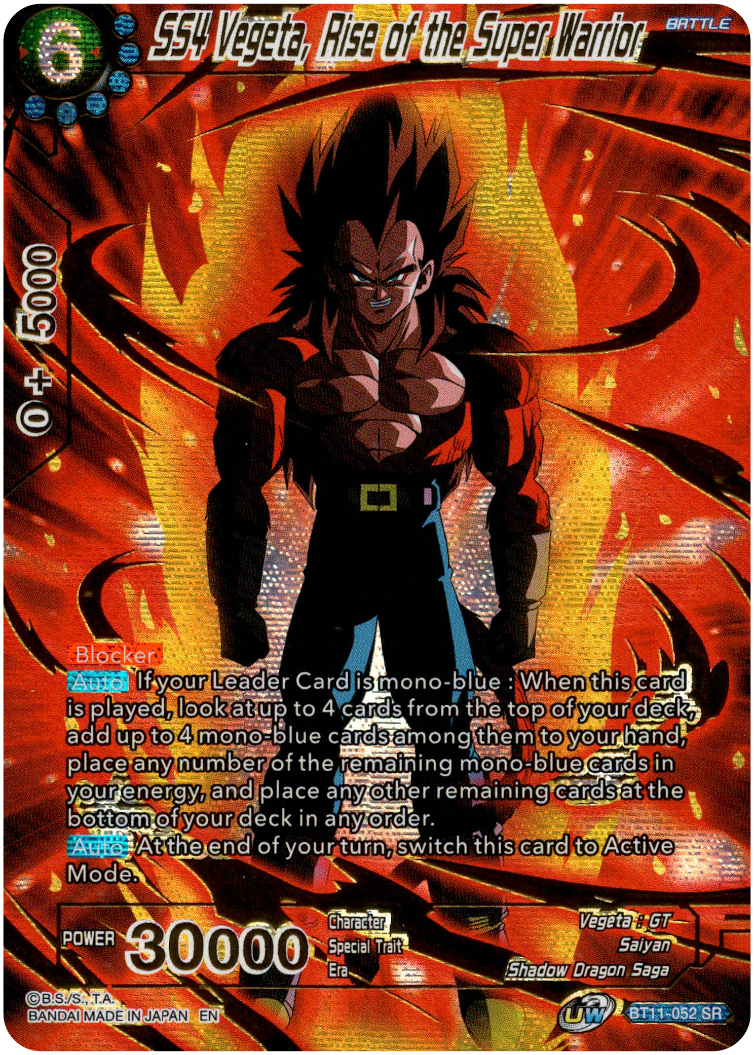 SS4 Vegeta, Rise of the Super Warrior - BT11-052 - Theme Selection - Foil - Card Cavern