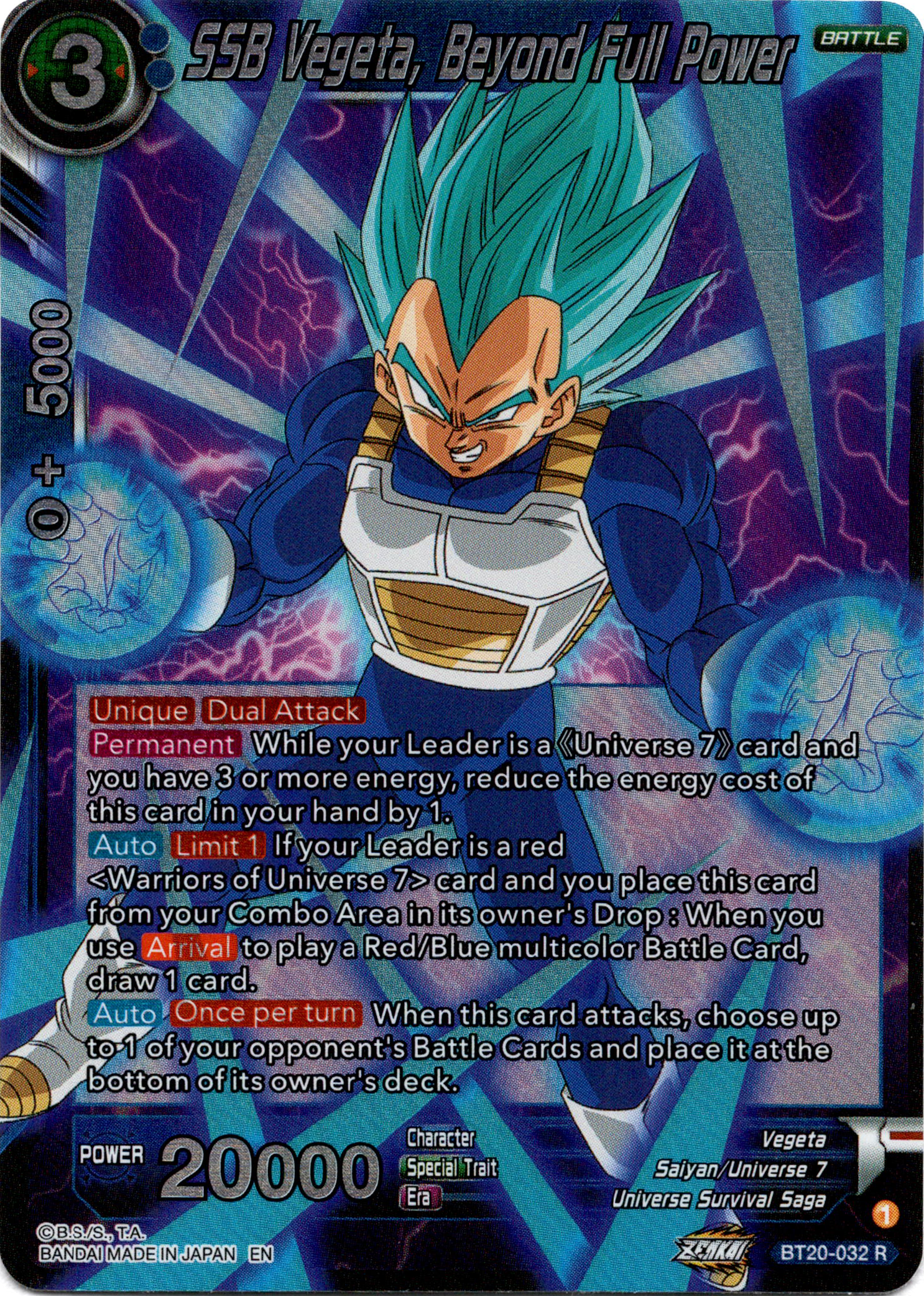SSB Vegeta, Beyond Full Power - BT20-032 R - Power Absorbed - Foil - Card Cavern