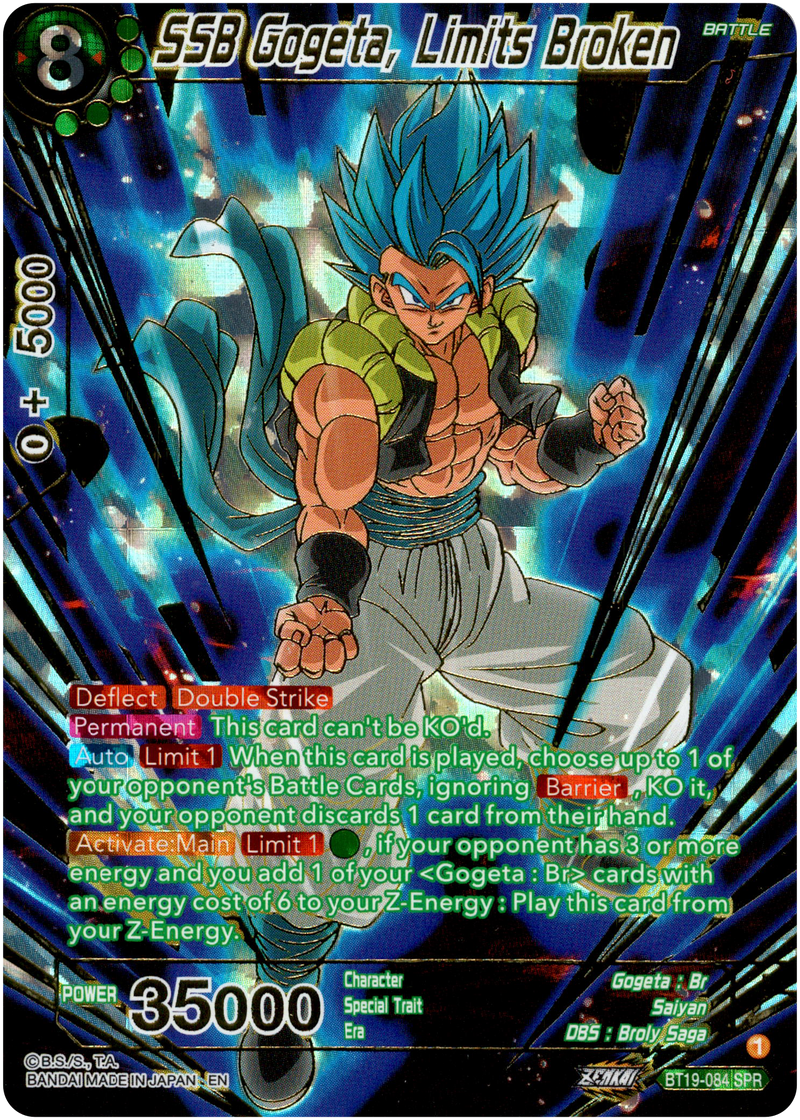 what are ghost rare yugioh cards SSB Gogeta, Limits Broken Special Rare - BT19-084