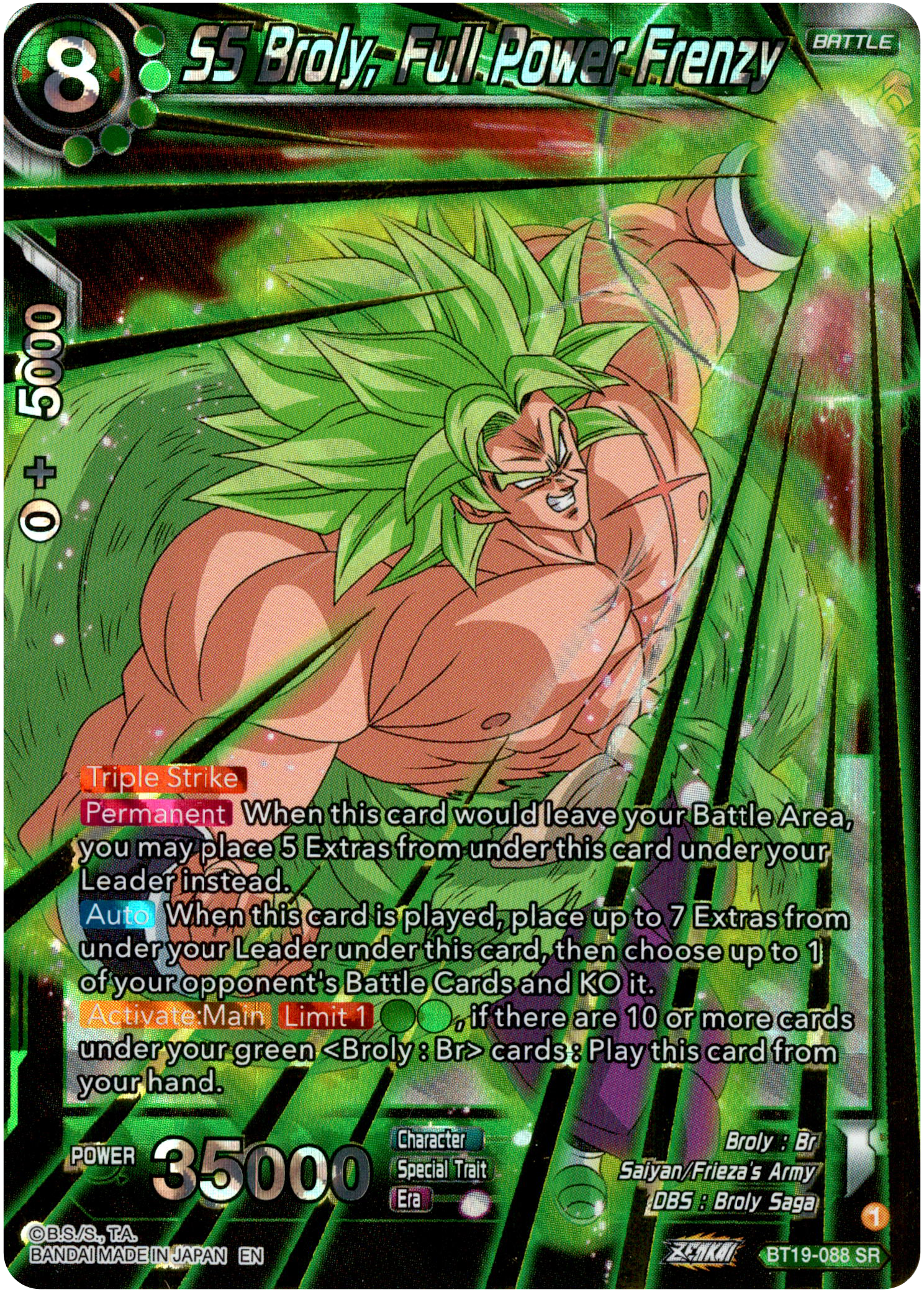 SS Broly, Full Power Frenzy - BT19-088 - Fighter's Ambition - Foil - Card Cavern