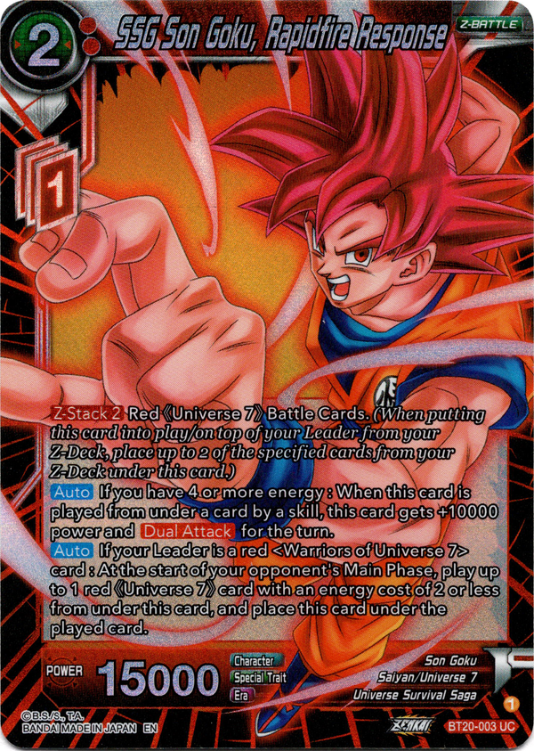 SSG Son Goku, Rapidfire Response - BT20-003 UC - Power Absorbed - Foil - Card Cavern