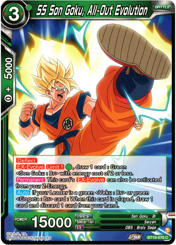 SS Son Goku, All-Out Evolution - BT19-078 - Fighter's Ambition - Card Cavern