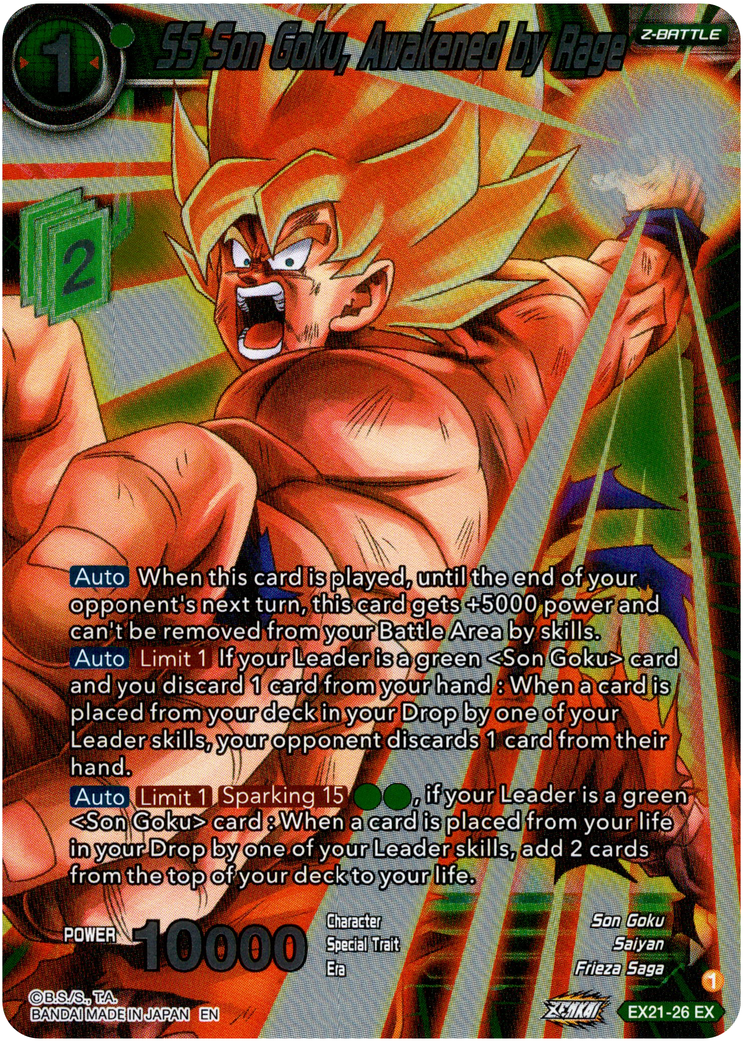 SS Son Goku, Awakened by Rage - EX21-26 - 5th Anniversary Set - Foil - Card Cavern