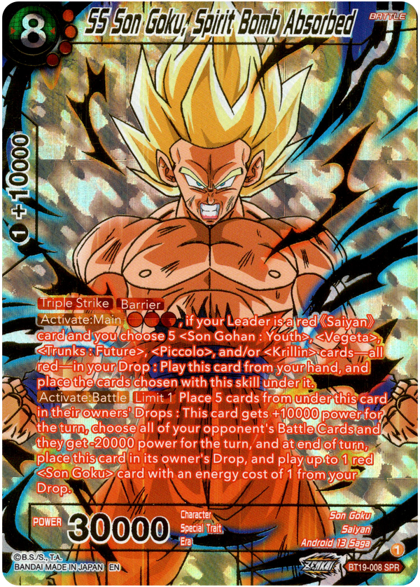SS Son Goku, Spirit Bomb Absorbed Special Rare - BT19-008 - Fighter's Ambition - Foil - Card Cavern
