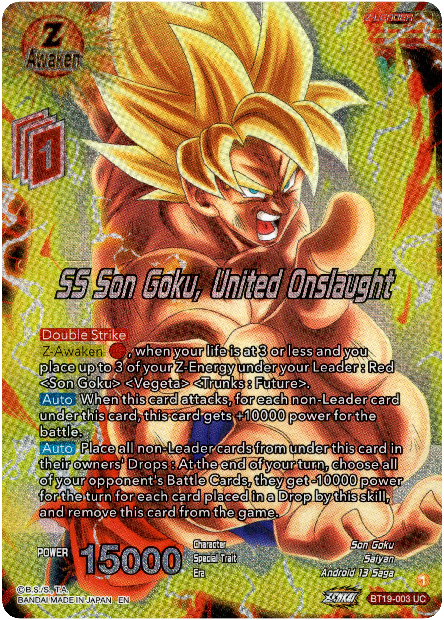 SS Son Goku, United Onslaught - BT19-003 - Fighter's Ambition - Foil - Card Cavern