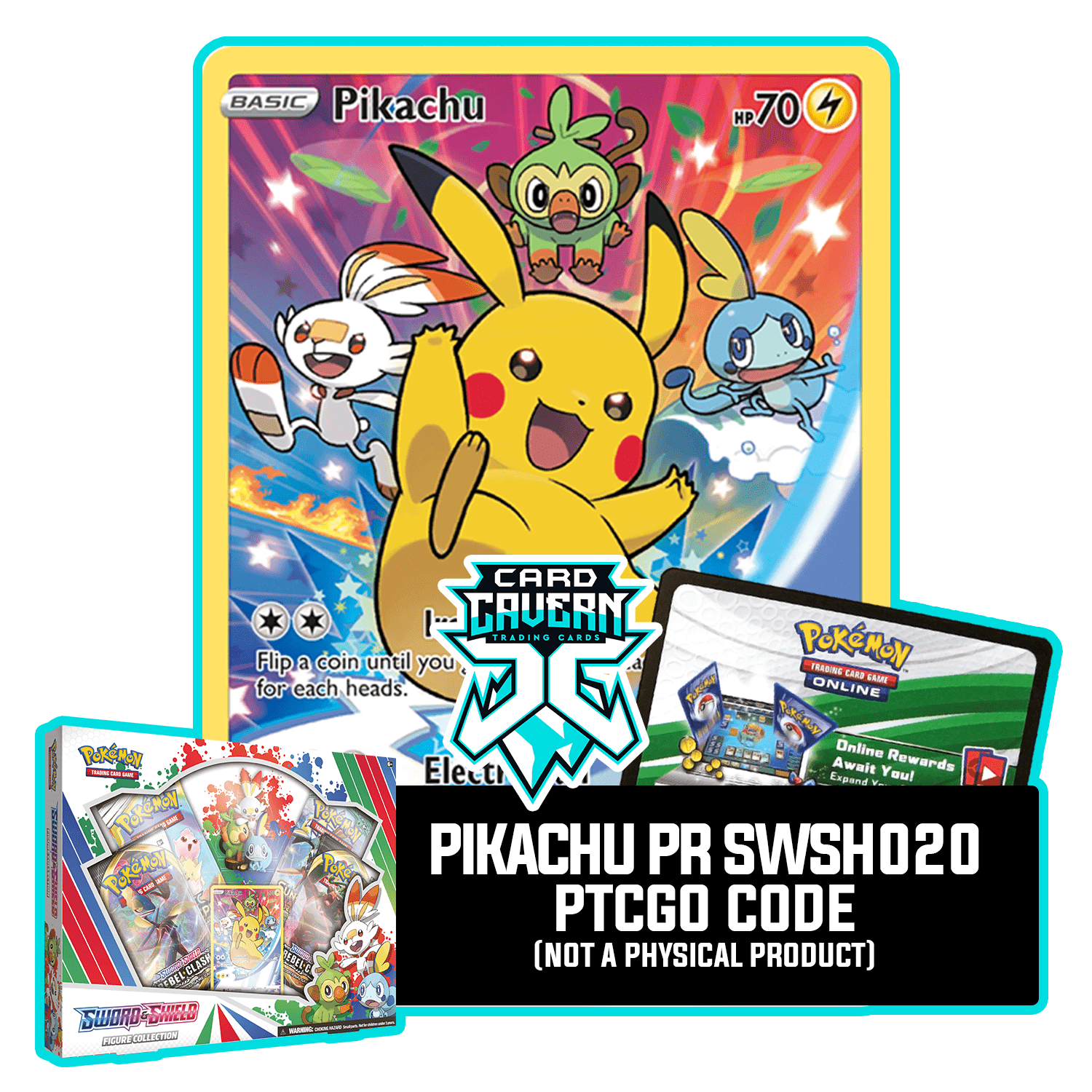 Sword & Shield Figure Collection - Pikachu SWSH020 - PTCGO Code - Card Cavern