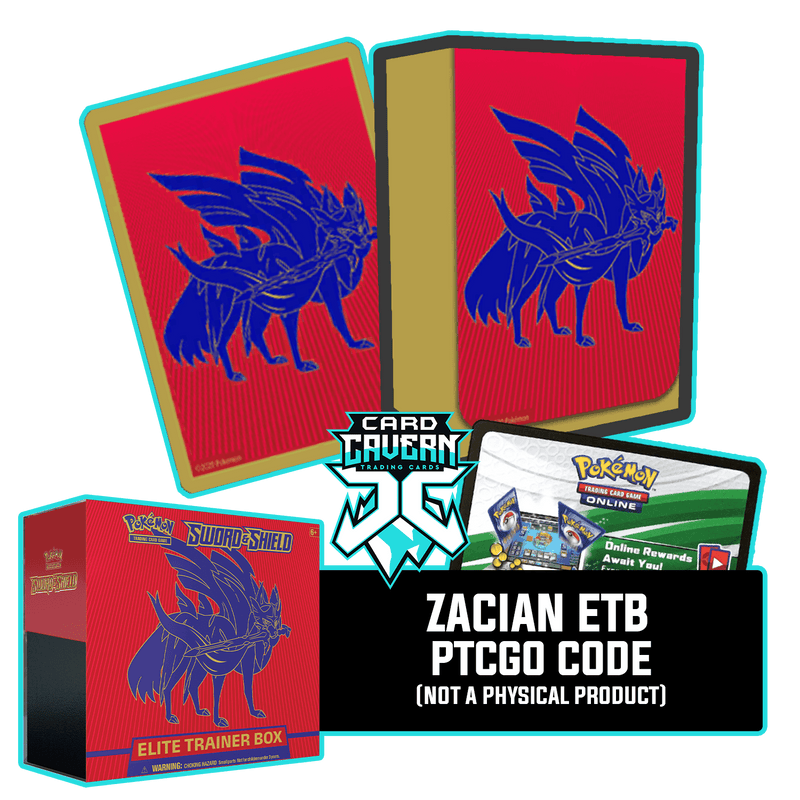 Sword & Shield ETB - Zacian - Sleeves and Deck Box PTCGO Code - Card Cavern