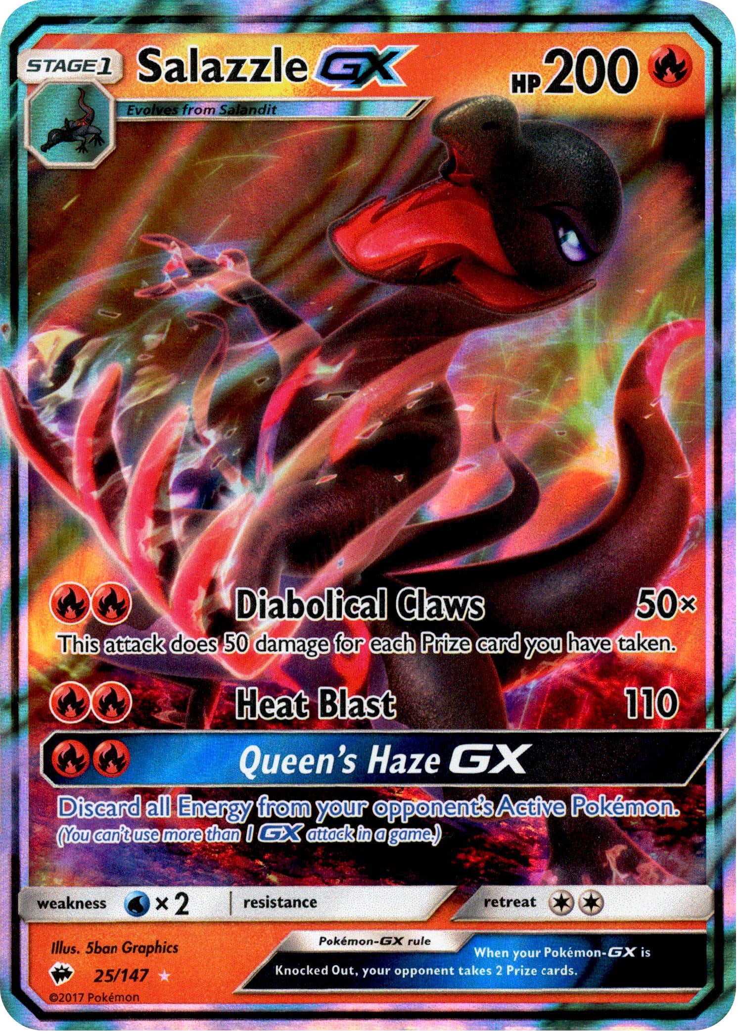 Salazzle GX - 25/147 - Burning Shadows - Holo - Card Cavern