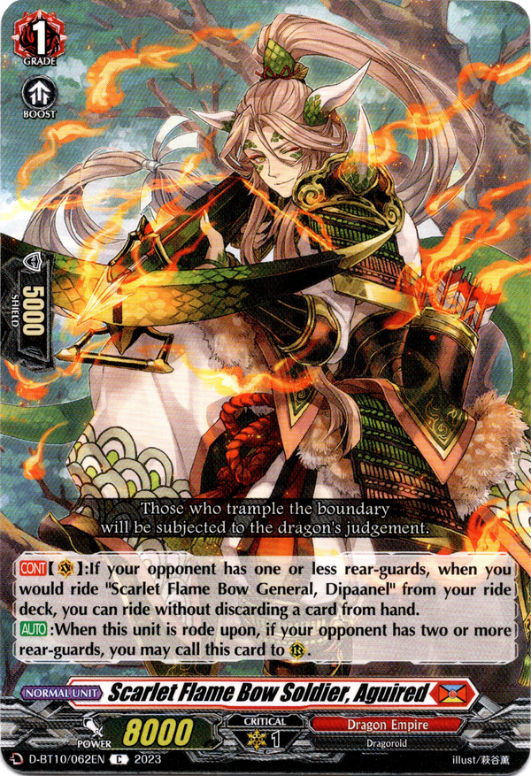 Scarlet Flame Bow Soldier, Aguired - D-BT10/062EN - Dragon Masquerade - Card Cavern