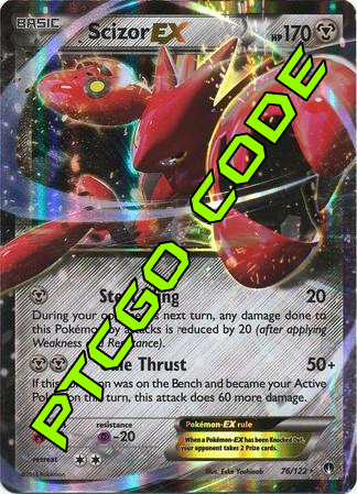 Scizor EX 76/122 PTCGO Code Card Cavern Trading Cards, LLC Scizor EX 76/122 PTCGO Code Card Cavern Trading Cards, LLC