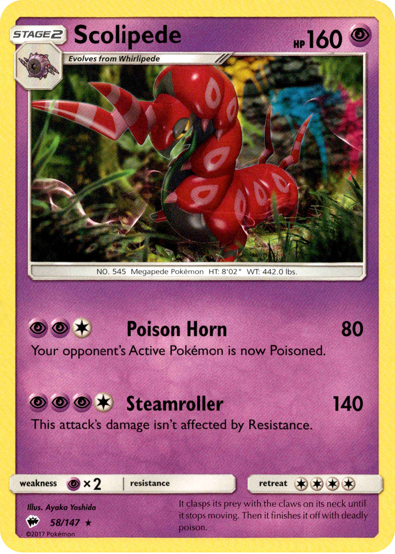 pokemon burning shadows card list price Scolipede - 58/147