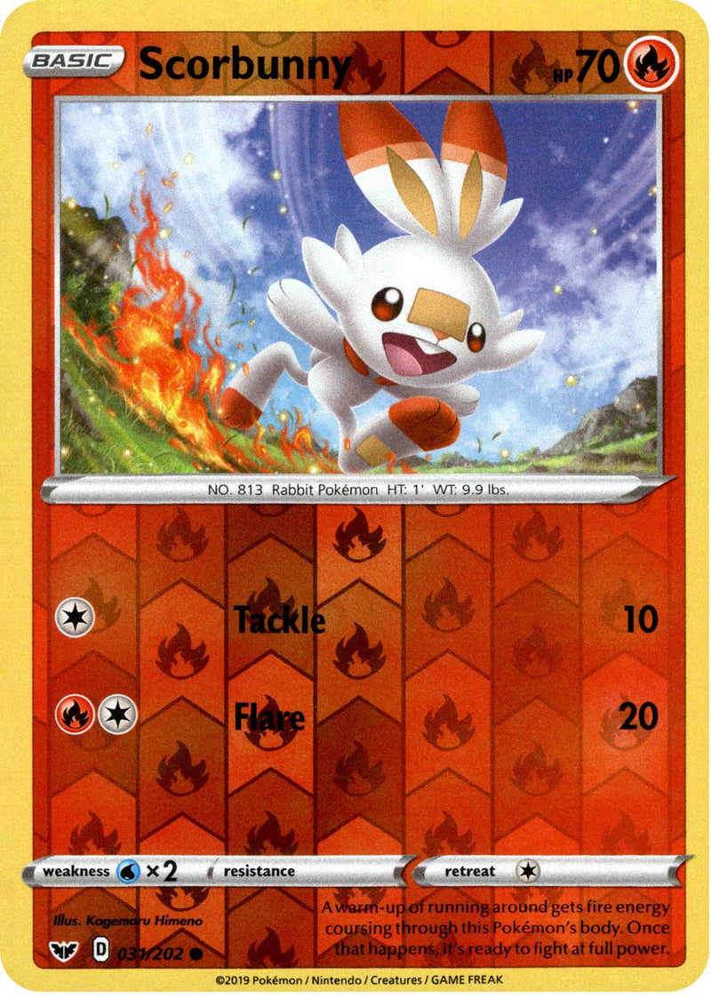 Scorbunny - 31/202 - Sword & Shield - Reverse Holo Card Cavern Trading Cards, LLC Scorbunny - 31/202 - Sword & Shield - Reverse Holo Card Cavern Trading Cards, LLC