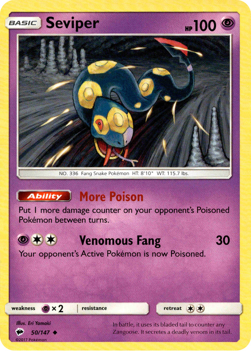Seviper - 50/147 - Burning Shadows Card Cavern Trading Cards, LLC Seviper - 50/147 - Burning Shadows Card Cavern Trading Cards, LLC