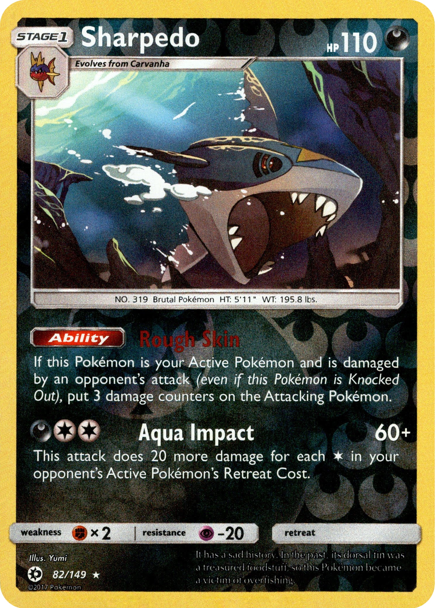 Sharpedo - 82/149 - Sun & Moon - Reverse Holo - Card Cavern