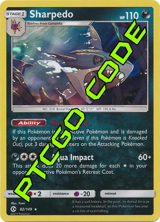 Sharpedo 82/149 PTCGO Code - Card Cavern
