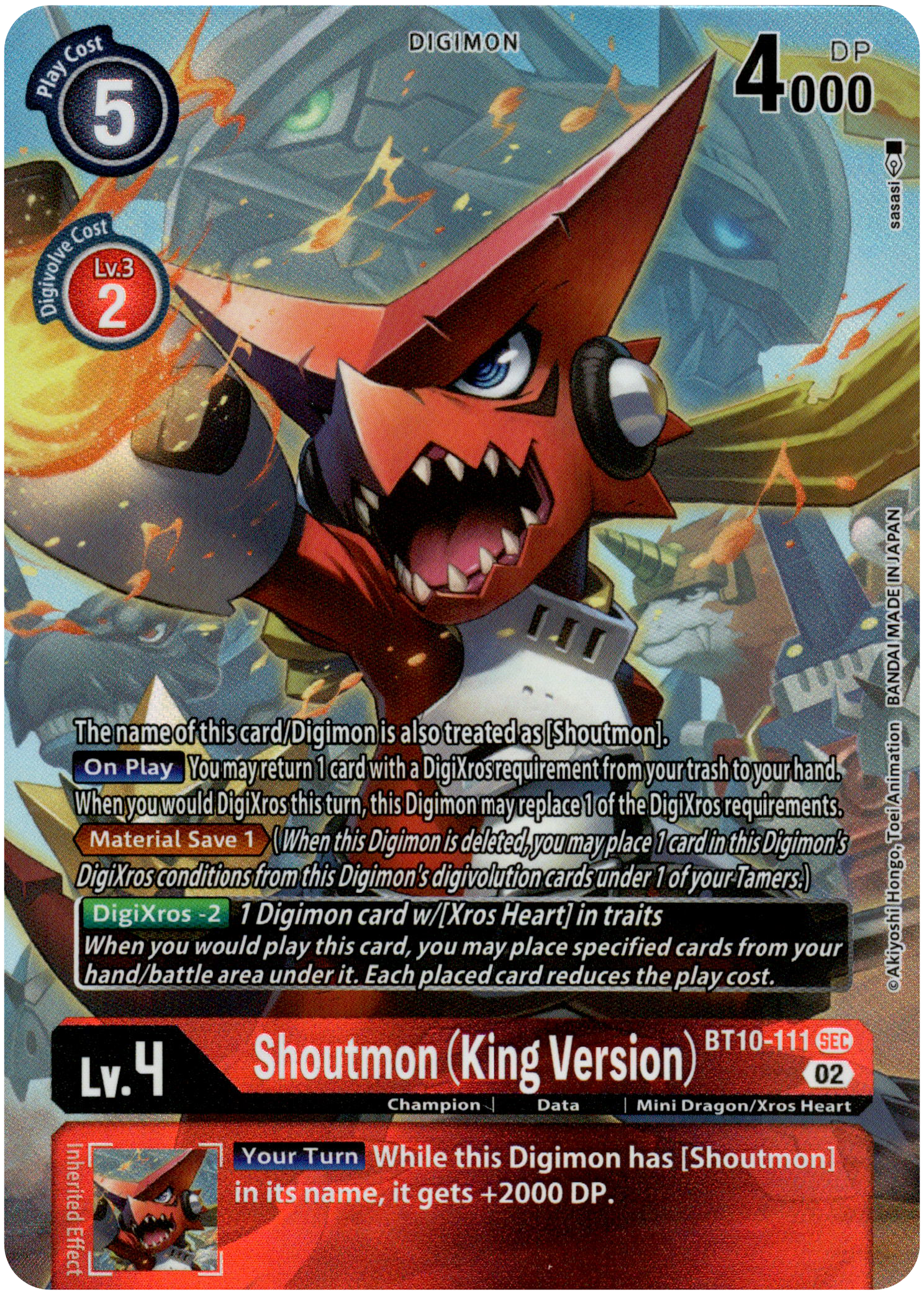 Shoutmon (King Version) Alternate Art - BT10-111 SCR - Xros Encounter - Foil - Card Cavern