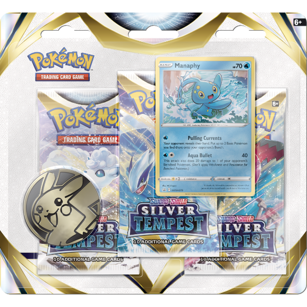 Silver Tempest 3 Pack Blister with Manaphy SWSH275 - Card Cavern
