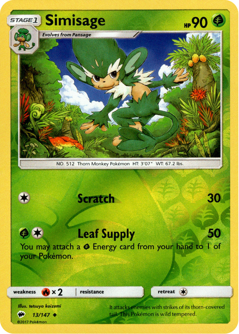 pokemon simisage card Simisage - 13/147 - Burning Shadows