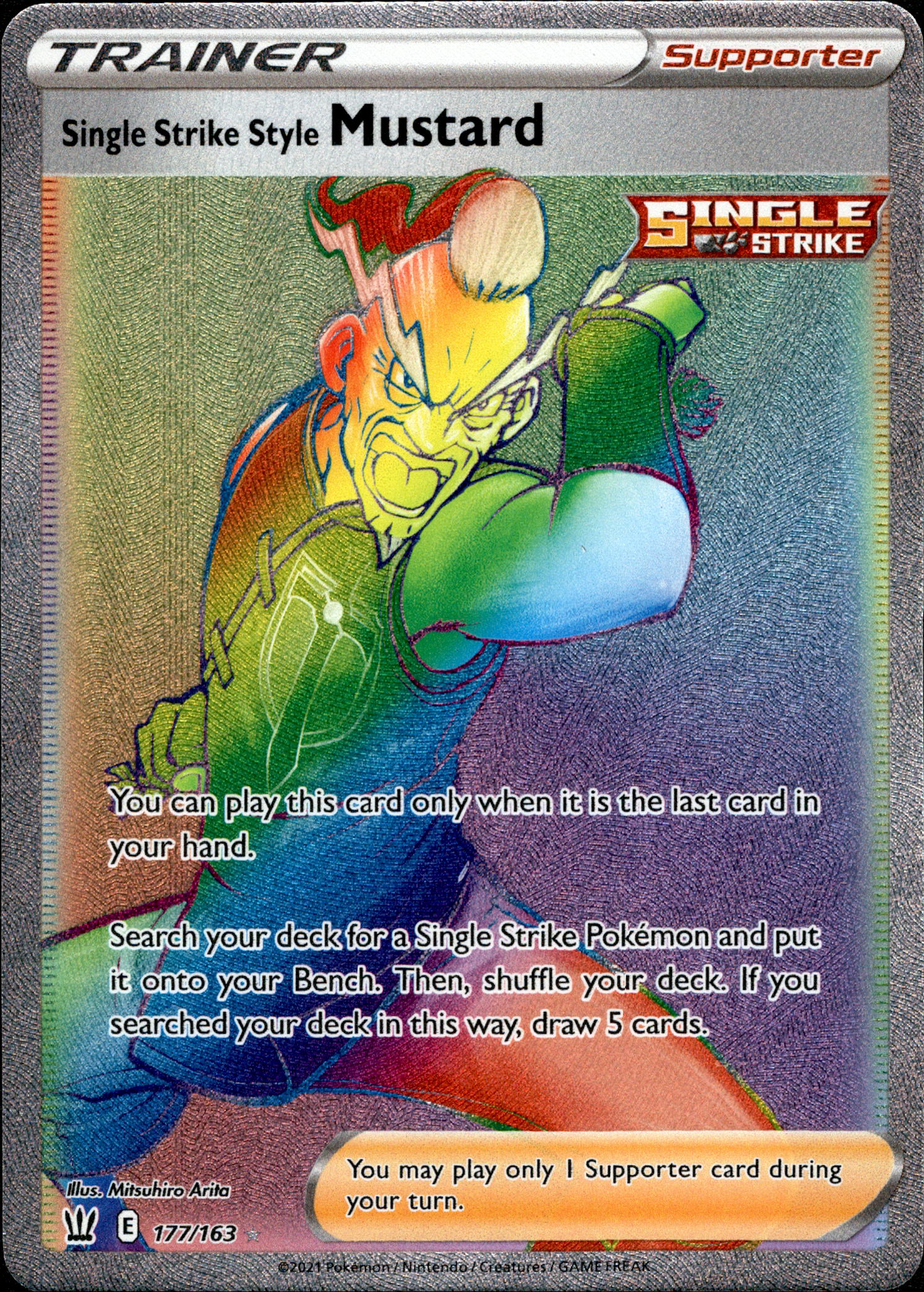 Single Strike Style Mustard Hyper Rare - 177/163 - Battle Styles - Holo - Card Cavern
