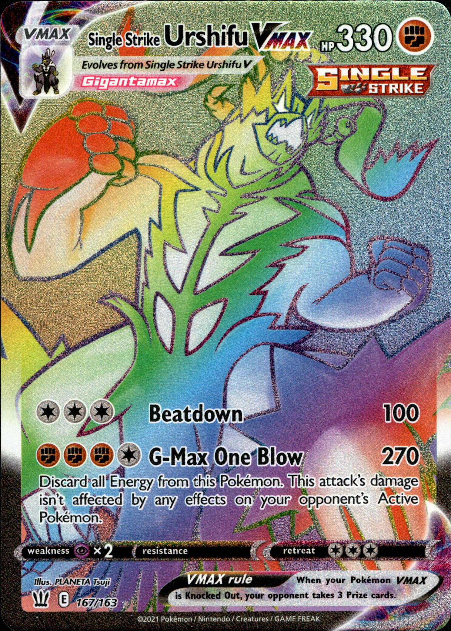 Single Strike Urshifu VMAX Hyper Rare - 167/163 - Battle Styles - Holo - Card Cavern