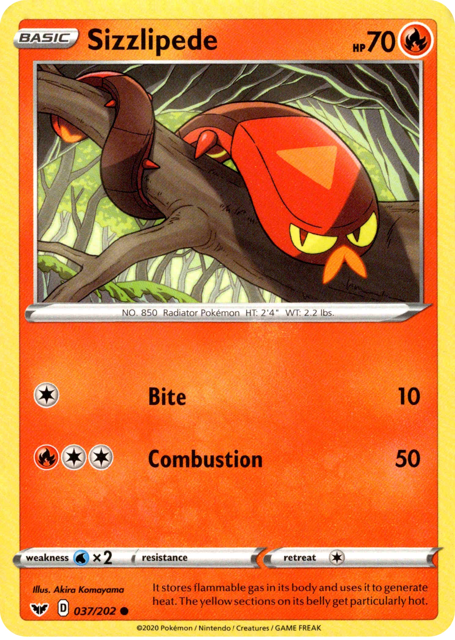 Sizzlipede - 37/202 - Sword & Shield - Card Cavern