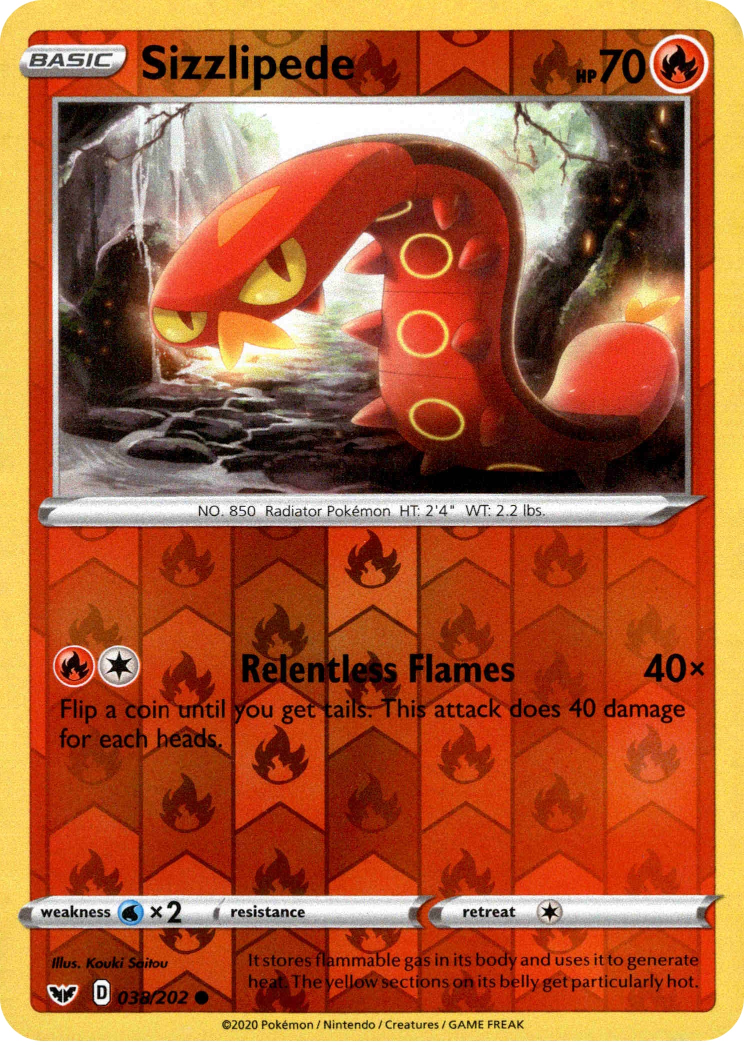 Sizzlipede - 38/202 - Sword & Shield - Reverse Holo - Card Cavern