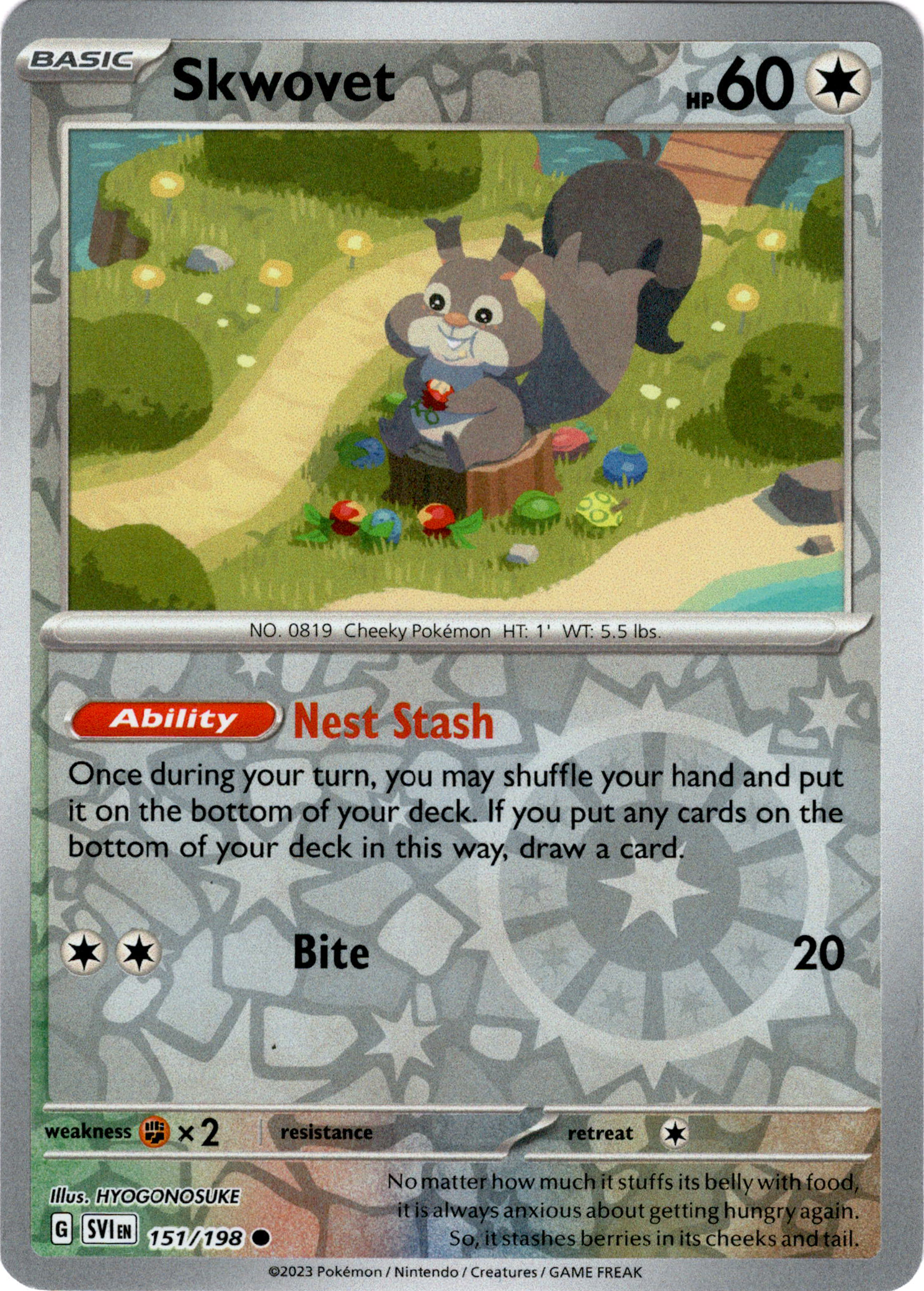 Skwovet - 151/198 - Scarlet & Violet - Reverse Holo - Card Cavern