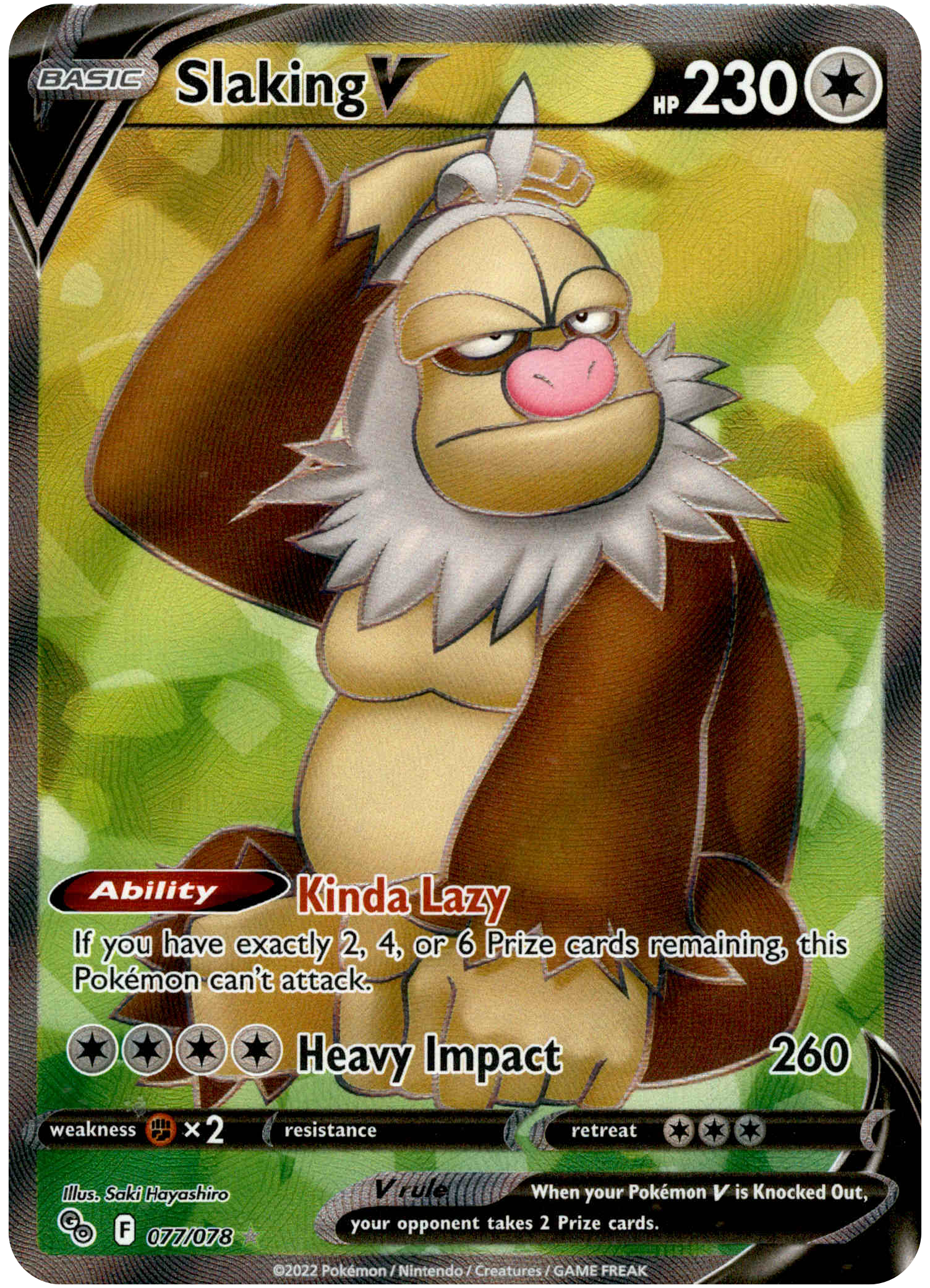 Slaking V Full Art - 077/078 - Pokemon Go - Card Cavern