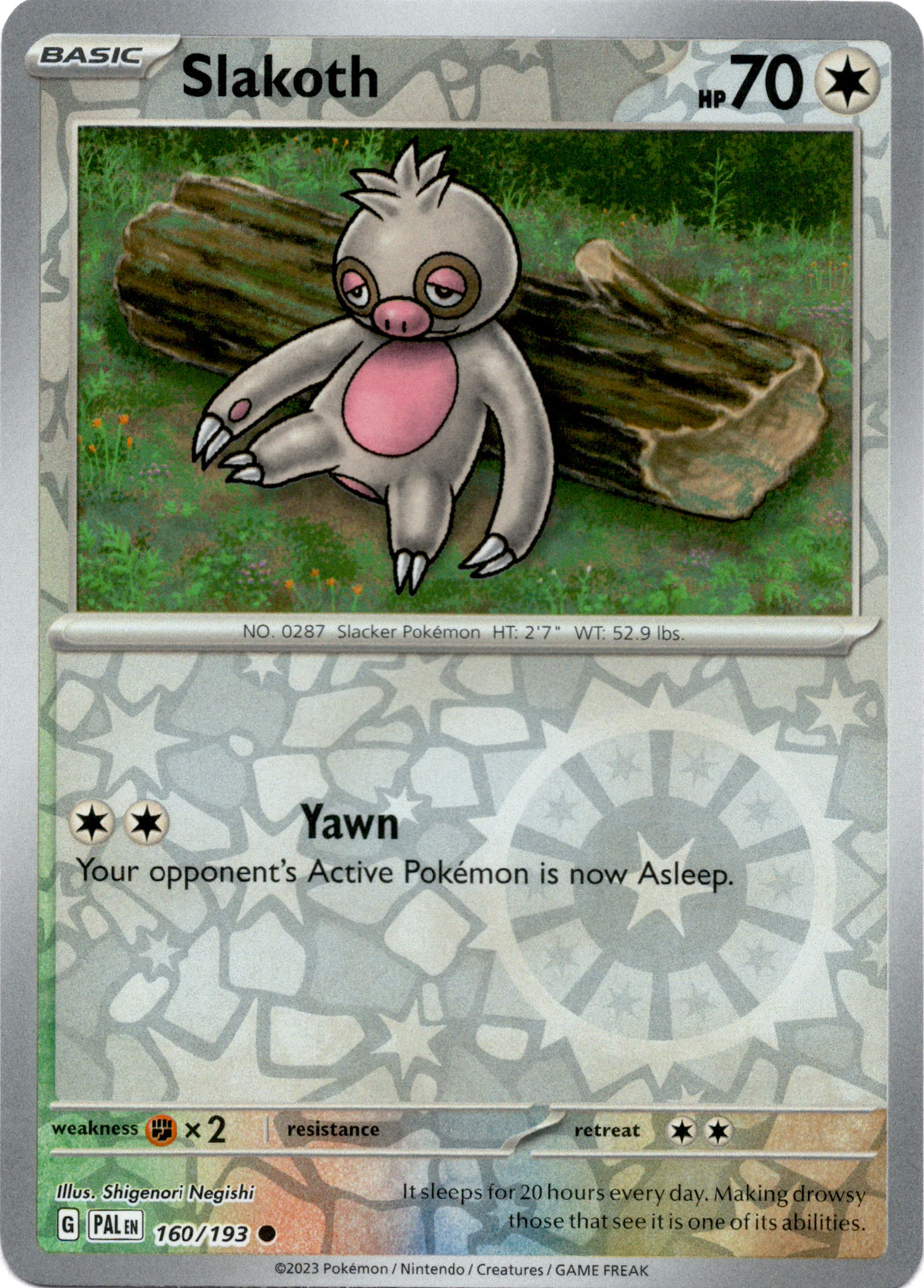 Slakoth - 160/193 - Paldea Evolved - Reverse Holo - Card Cavern