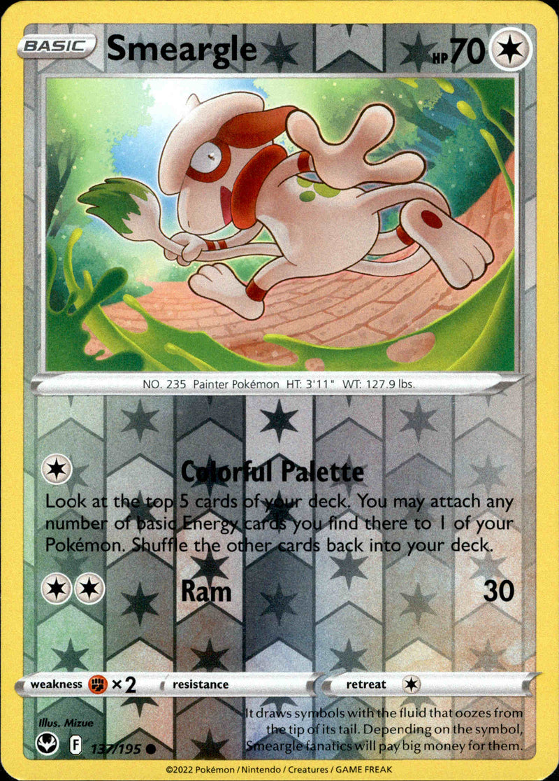 Smeargle - 137/195 - Silver Tempest - Reverse Holo Card Cavern Trading Cards, LLC Smeargle - 137/195 - Silver Tempest - Reverse Holo Card Cavern Trading Cards, LLC
