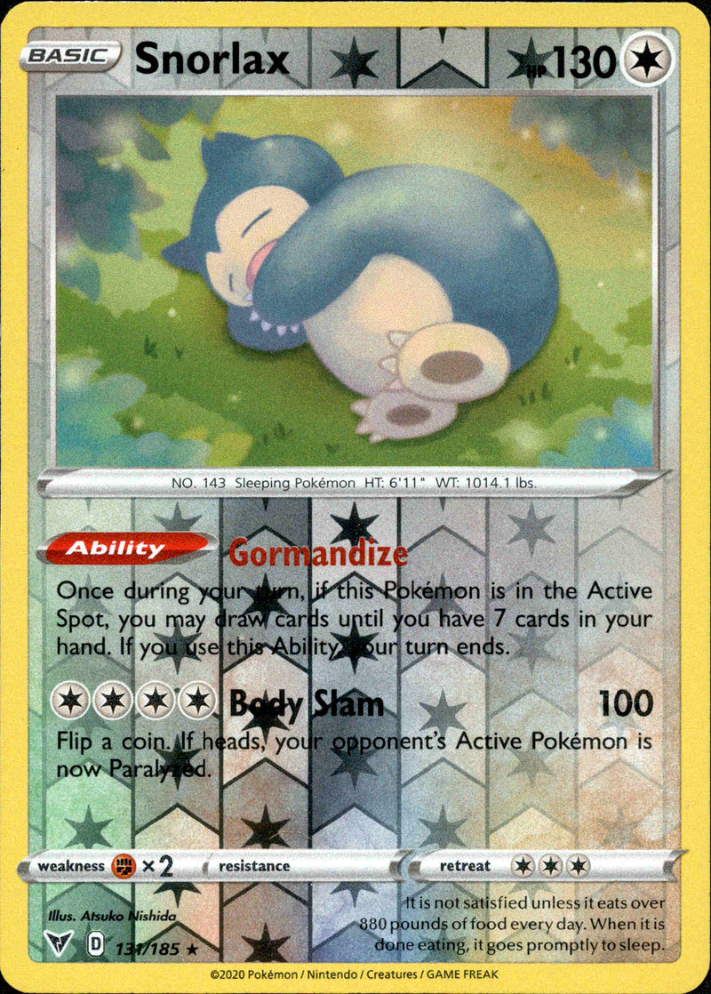 Snorlax - 131/185 - Vivid Voltage - Reverse Holo Card Cavern Trading Cards, LLC Snorlax - 131/185 - Vivid Voltage - Reverse Holo Card Cavern Trading Cards, LLC