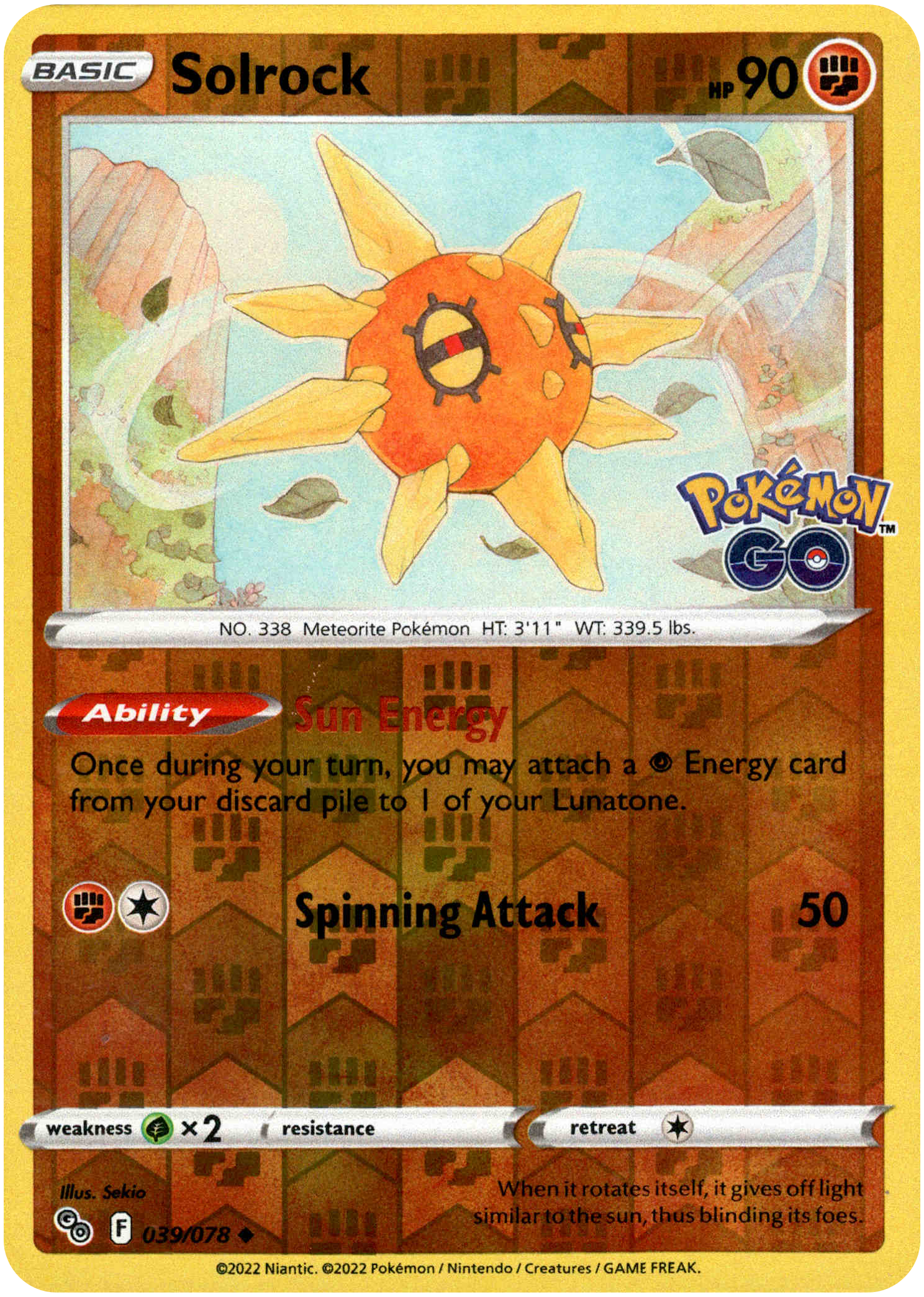 Solrock - 039/078 - Pokemon Go - Reverse Holo - Card Cavern