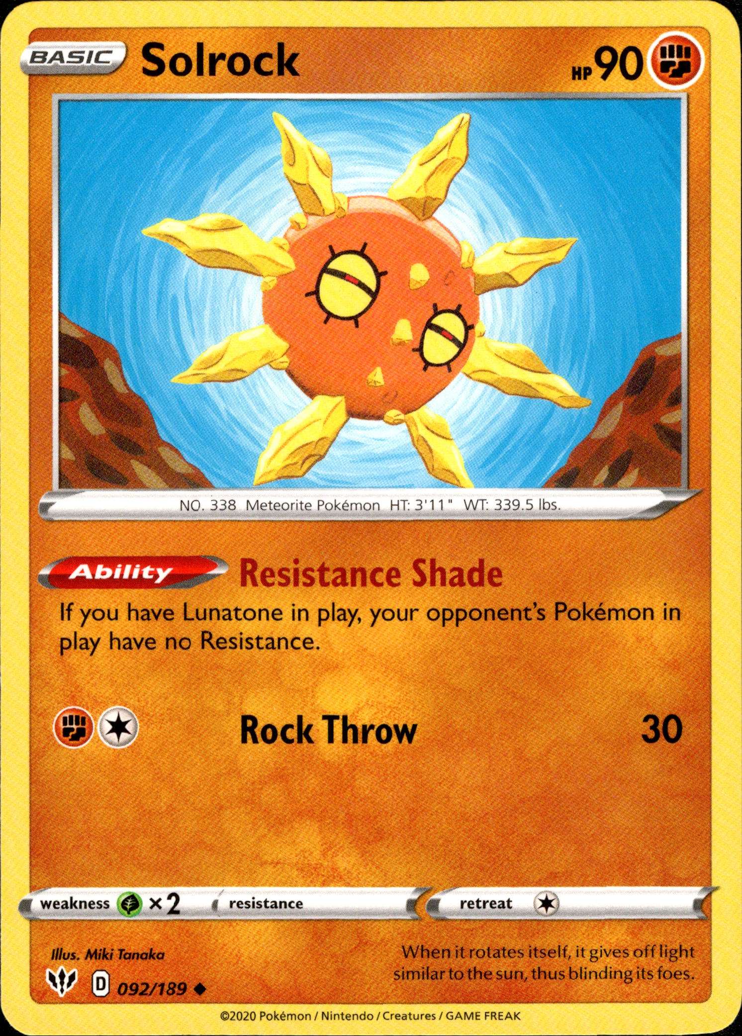 Solrock - 92/189 - Darkness Ablaze - Card Cavern