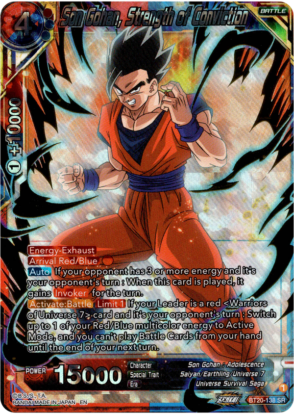 Son Gohan, Strength of Conviction - BT20-138 SR - Power Absorbed - Foil - Card Cavern