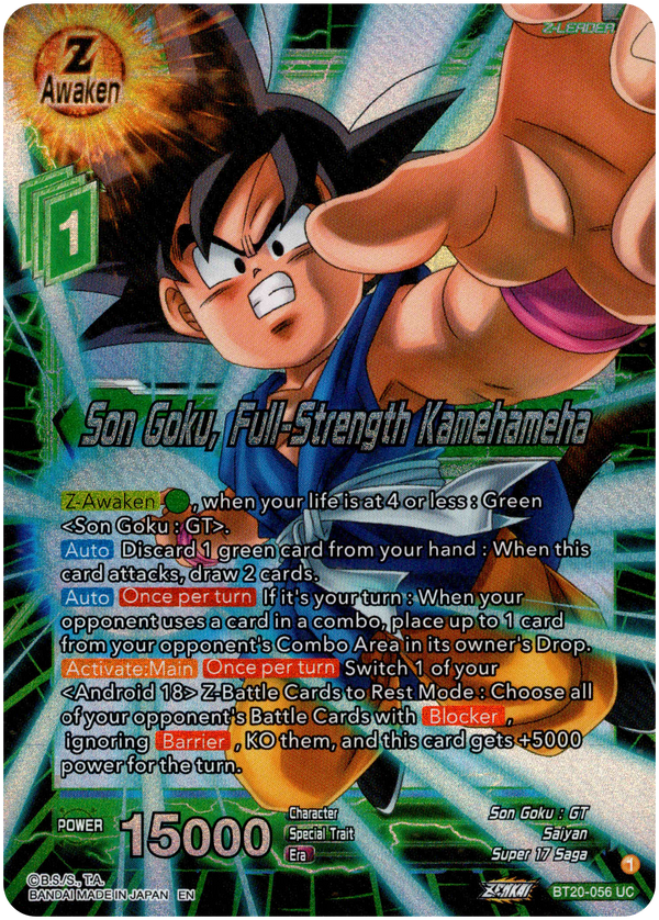 Son Goku, Full-Strength Kamehameha - BT20-056 UC - Power Absorbed - Foil - Card Cavern