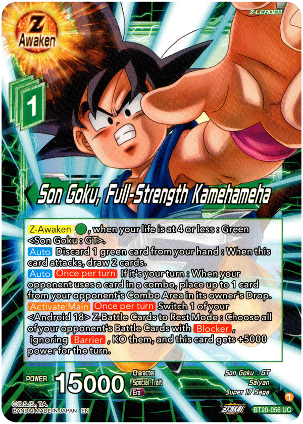 Son Goku, Full-Strength Kamehameha - BT20-056 UC - Power Absorbed - Card Cavern