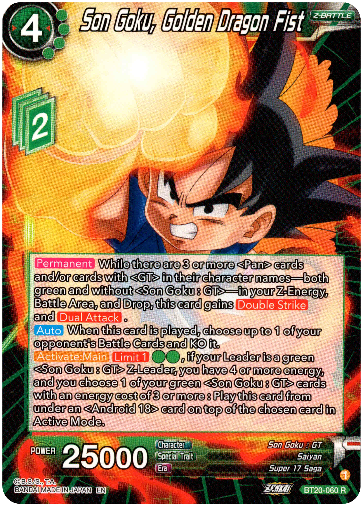 Son Goku, Golden Dragon Fist - BT20-060 R - Power Absorbed - Card Cavern