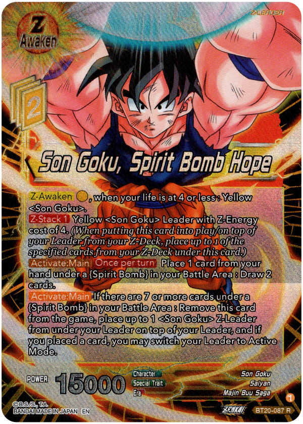 Son Goku, Spirit Bomb Hope - BT20-087 R - Power Absorbed - Foil - Card Cavern