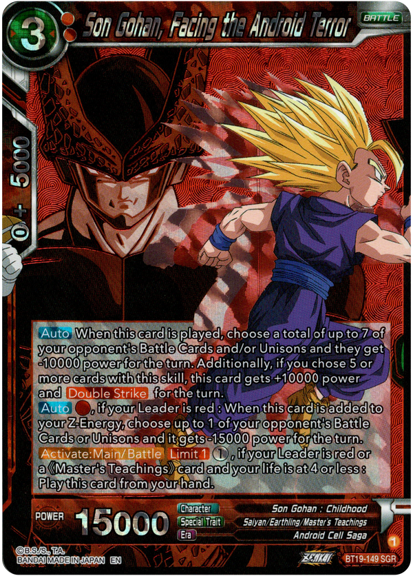 Son Gohan, Facing the Android Terror - BT19-149 - Fighter's Ambition - Foil - Card Cavern