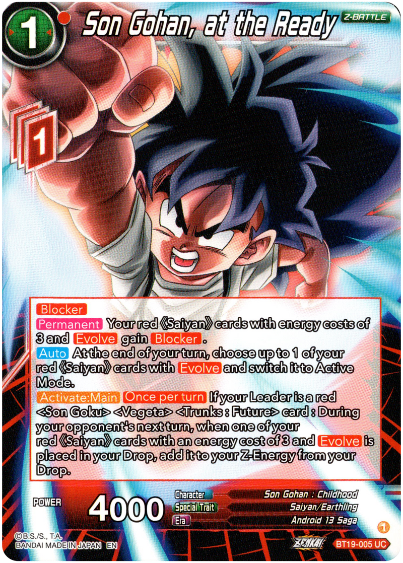 Son Gohan, at the Ready - BT19-005 - Fighter's Ambition - Card Cavern