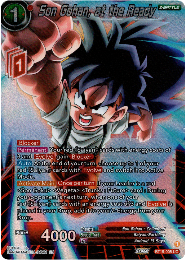 Son Gohan, at the Ready - BT19-005 - Fighter's Ambition - Foil - Card Cavern