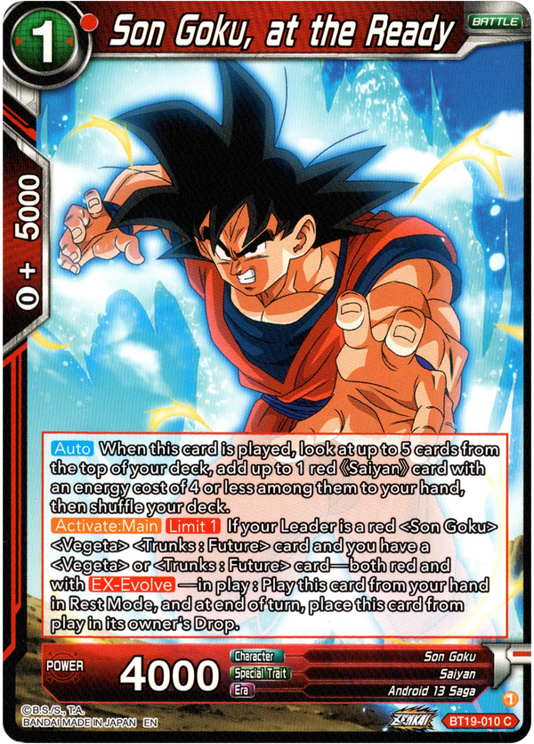 Son Goku, at the Ready - BT19-010 - Fighter's Ambition - Card Cavern