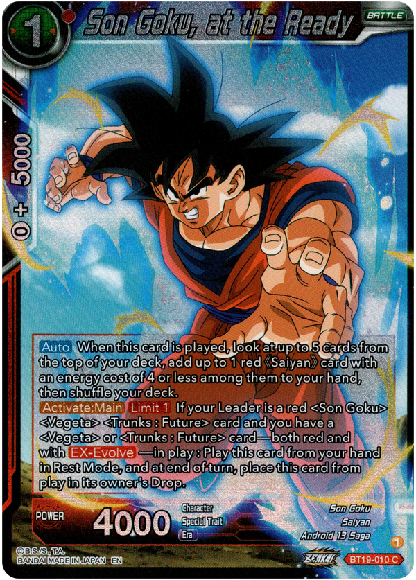 Son Goku, at the Ready - BT19-010 - Fighter's Ambition - Foil - Card Cavern