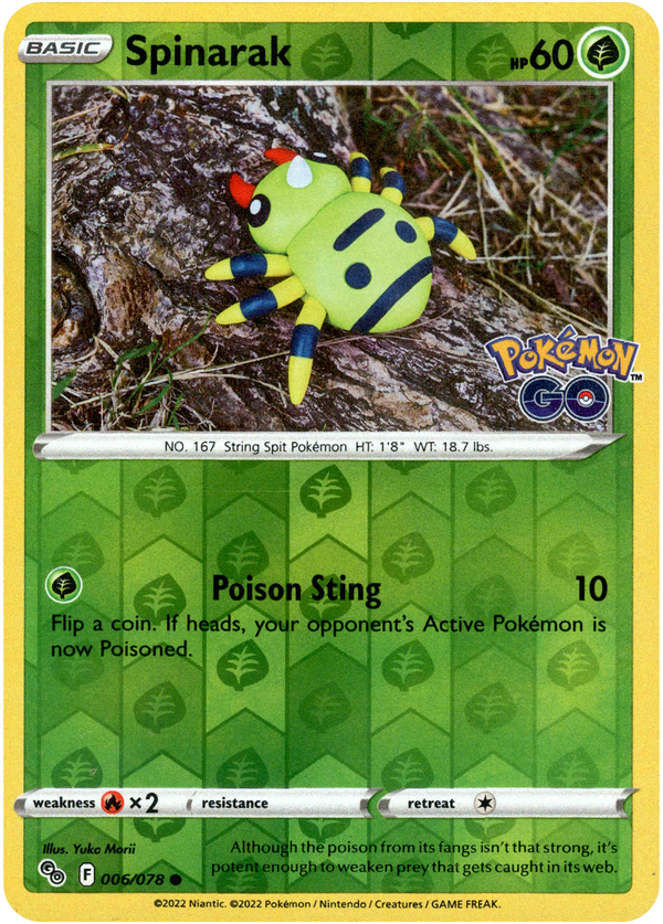 Spinarak - 006/078 - Pokemon Go - Reverse Holo - Card Cavern