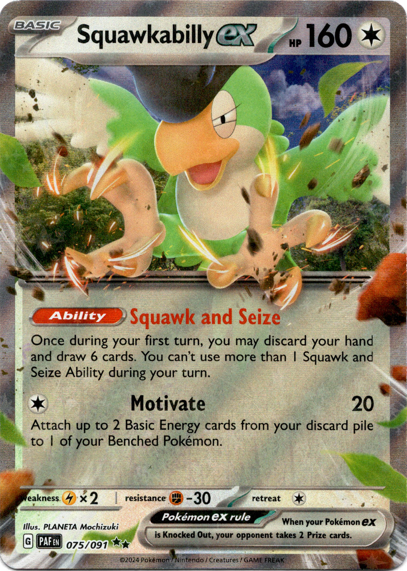 Squawkbailly Squawkabilly ex - 075/091 - Paldean Fates - Holo – Card Cavern Trading ...